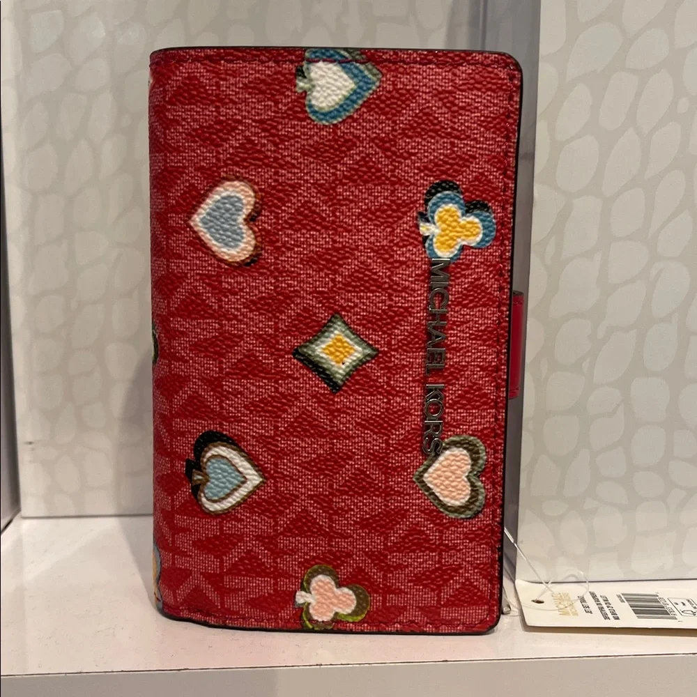 MICHAEL KORS Jet Set Md Printed Signature Logo Bifold Wallet
Dark Raspberry 
NWT - Picture 12 of 16
